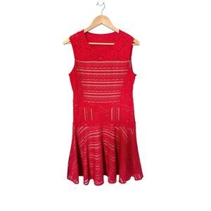 BCBGMAXAZRIA Jalina Lace Dress in Red Berry, Large NEW